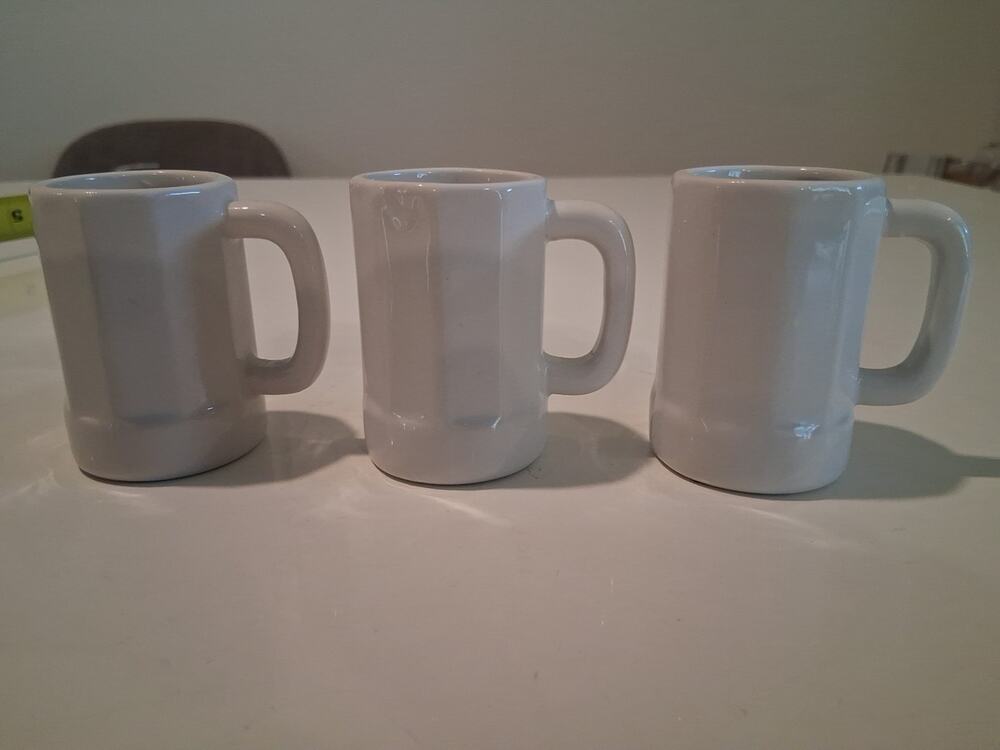 Set of 3 Core Kitchen White Ceramic Beer Stein Coffee Mugs Handwash Only